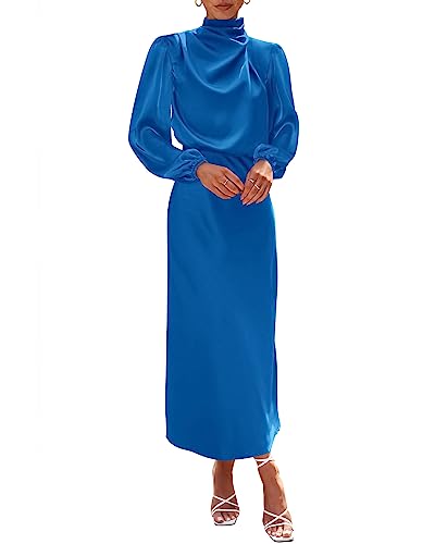 Mock Neck Satin Maxi