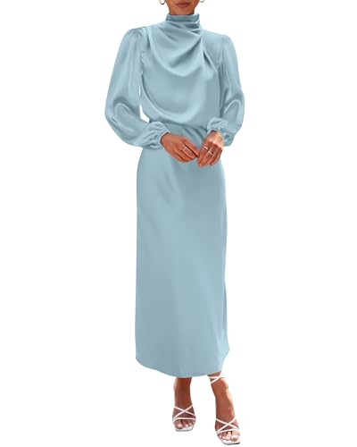 Satin Mock Neck Maxi Shirt