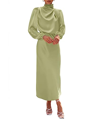 Satin Mock Neck Maxi