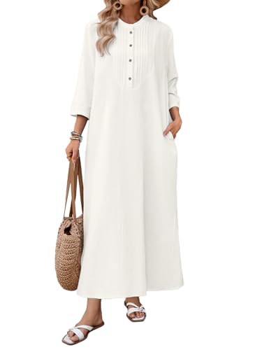 White Long Sleeve Cotton Maxi