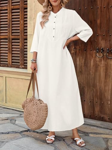 White Long Sleeve Cotton Maxi