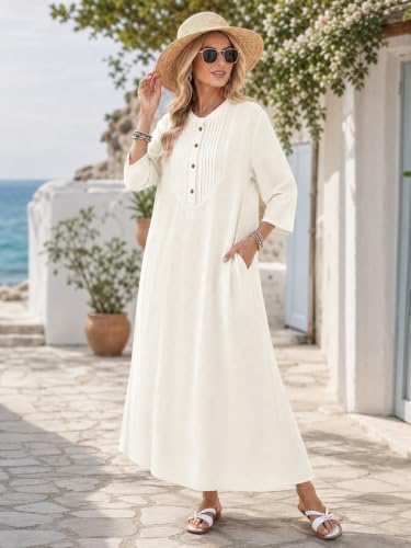 White Long Sleeve Cotton Maxi