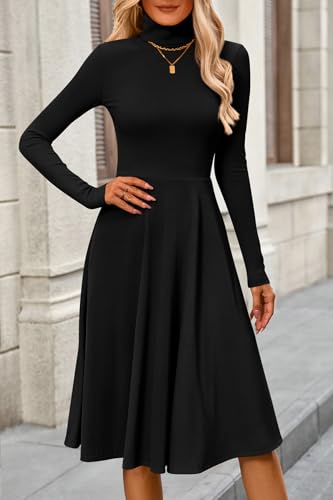 A-Line Knit High Neck Dress