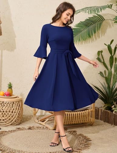 Long Sleeve Wedding Tea-Length Midi