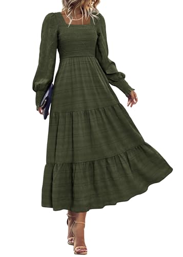 Long Sleeve Smocked Wedding Guest Maxi