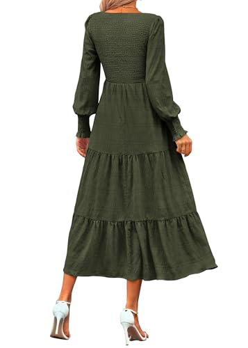 Long Sleeve Smocked Wedding Guest Maxi