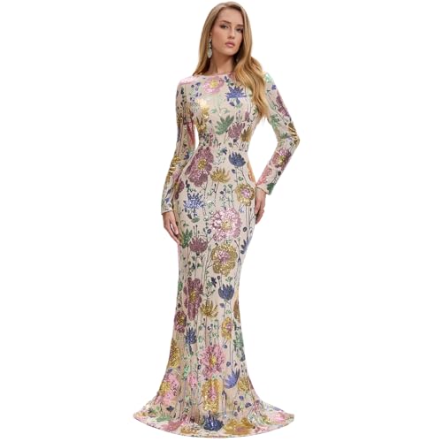 Long Sleeve Floral Evening Maxi