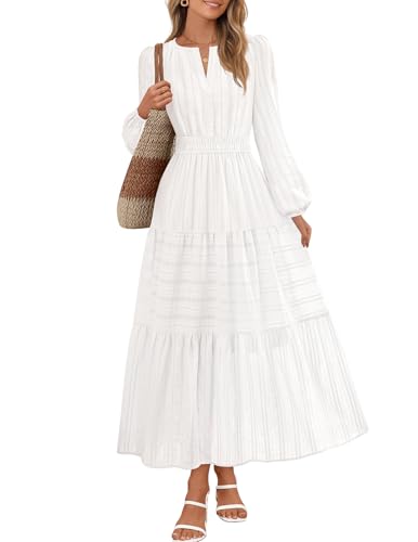 Long Sleeve White Puff Sleeve Midi