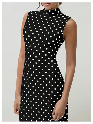 Polka-Dot Mock Neck Maxi