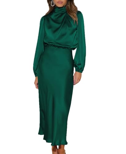 Mock Neck Satin Maxi
