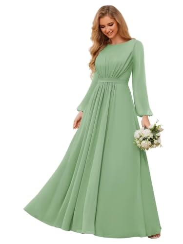 Chiffon Long Sleeve Bridesmaid