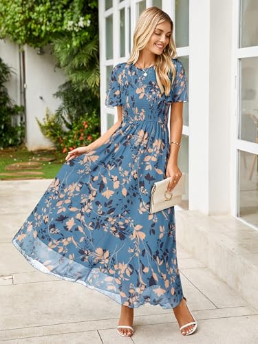 Floral Chiffon Wedding Guest Empire Maxi
