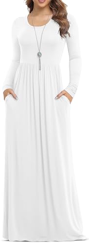Long Sleeve White Pockets Maxi