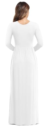 Long Sleeve White Pockets Maxi