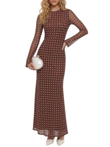 Long Sleeve Floral Mesh Maxi