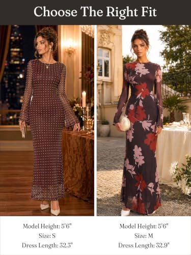 Long Sleeve Floral Mesh Maxi