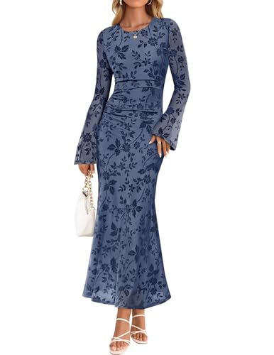 Long Sleeve Floral Bodycon Maxi