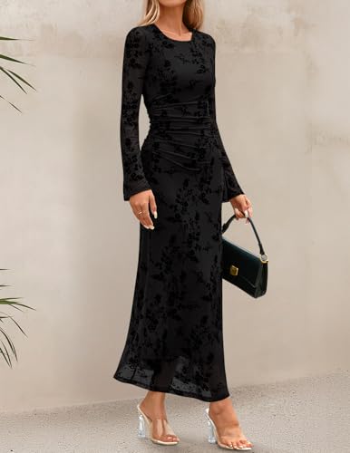 Long Sleeve Floral Bodycon Maxi
